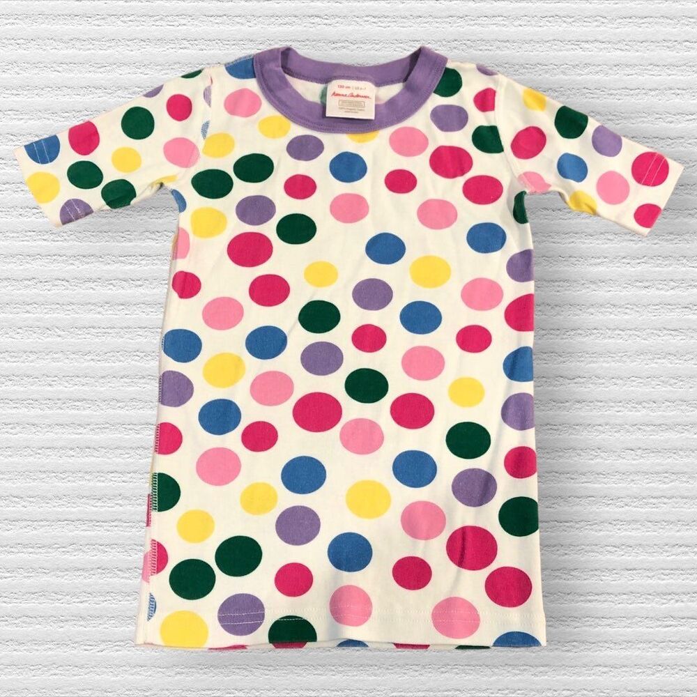 Hanna Andersson 6/7 Polka Dot short Sleeve Pajama Top Only